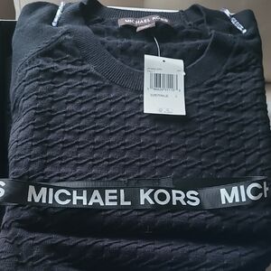 Michael Kors Textured Black Crewneck Sweater